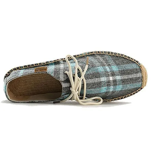 Alexis Leroy Checked Canvas Men Espadrilles New Blue 41 M EU / 7-7.5 M US