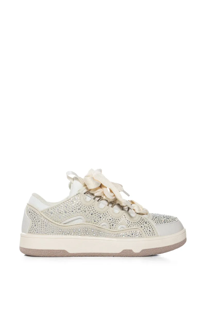 AZALEA WANG CINNABAR TAN EMBELLISHED SNEAKER