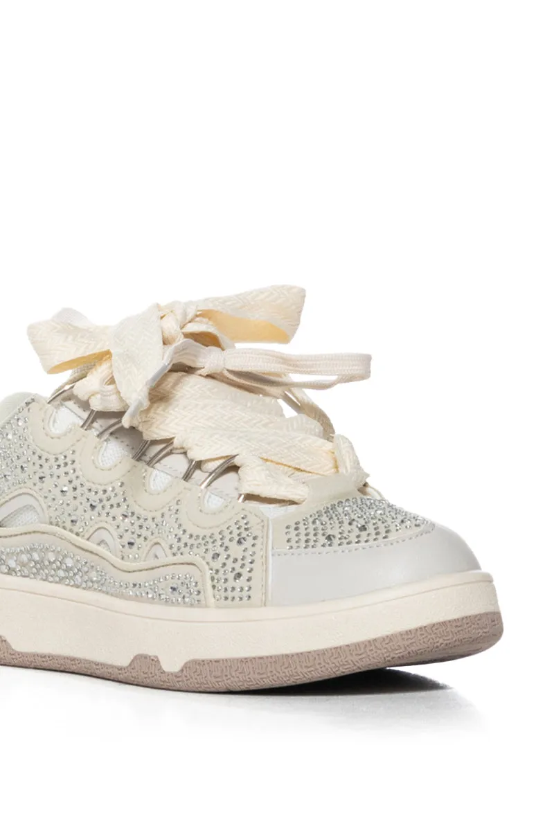 AZALEA WANG CINNABAR TAN EMBELLISHED SNEAKER