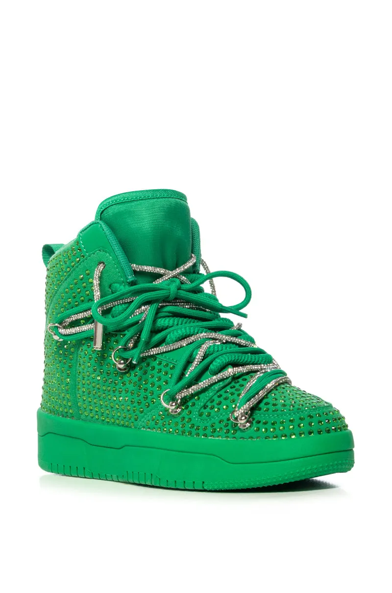 AZALEA WANG HONEY BUSH GREEN EMBELLISHED SNEAKER