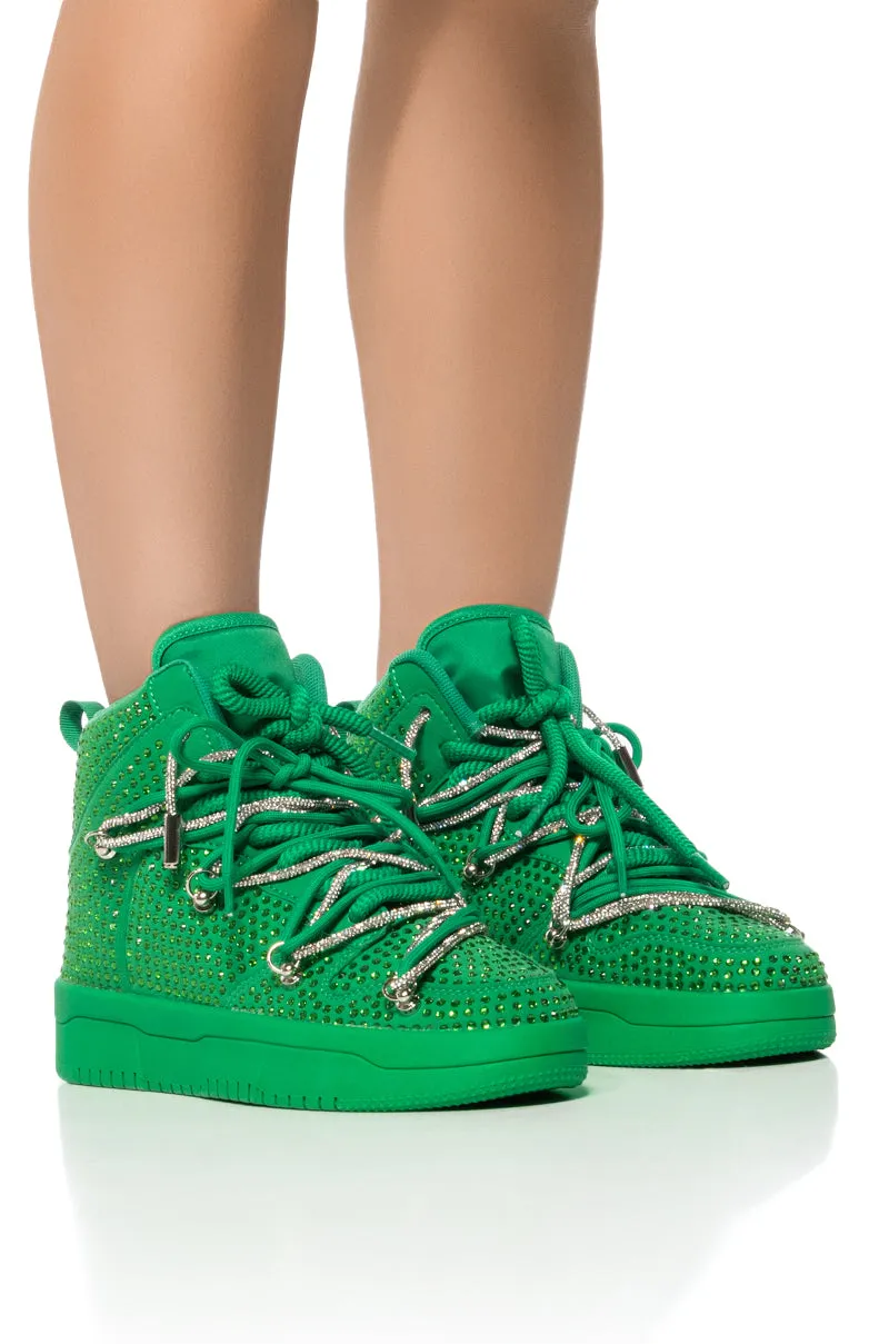 AZALEA WANG HONEY BUSH GREEN EMBELLISHED SNEAKER