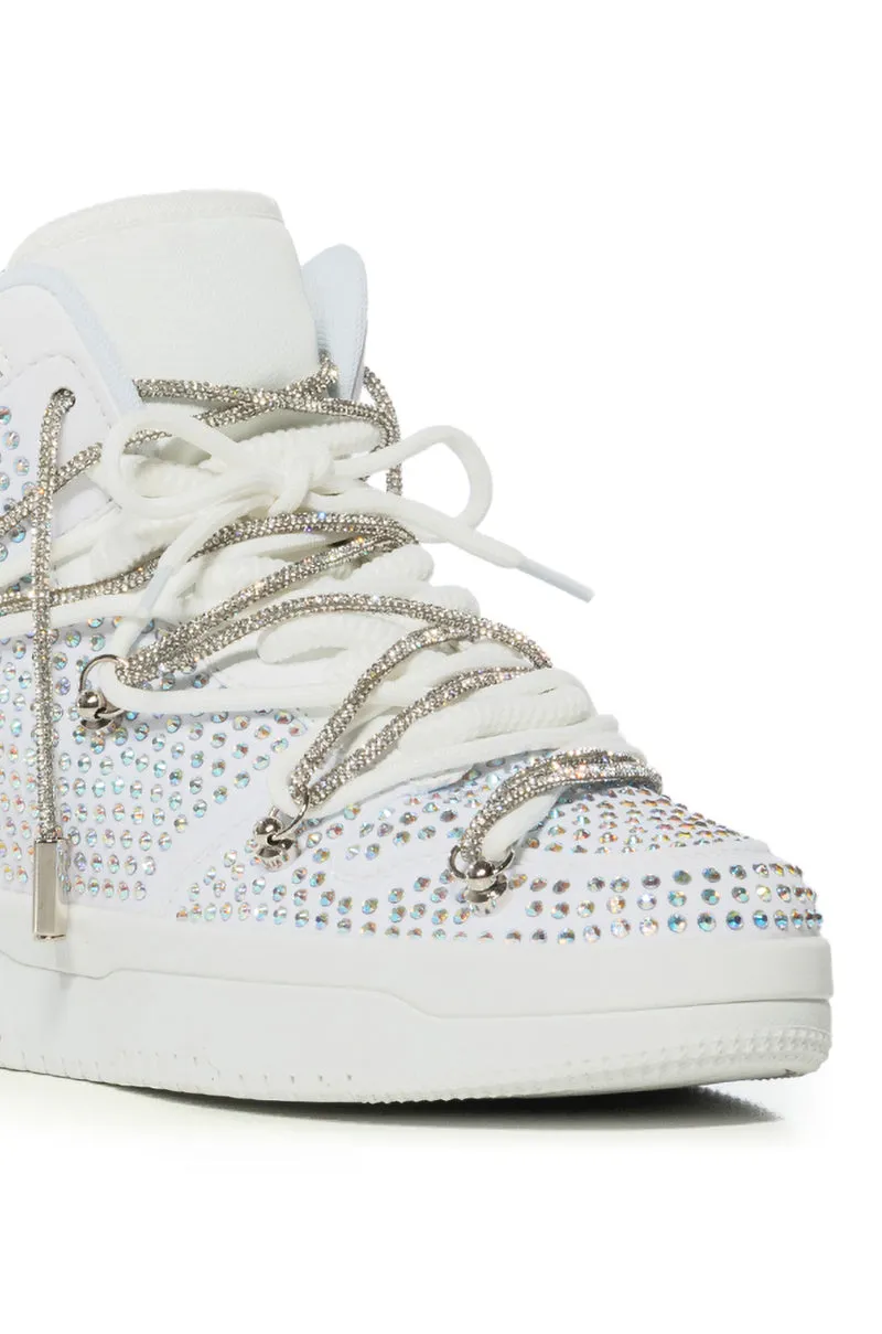 AZALEA WANG HONEY BUSH WHITE EMBELLISHED SNEAKER