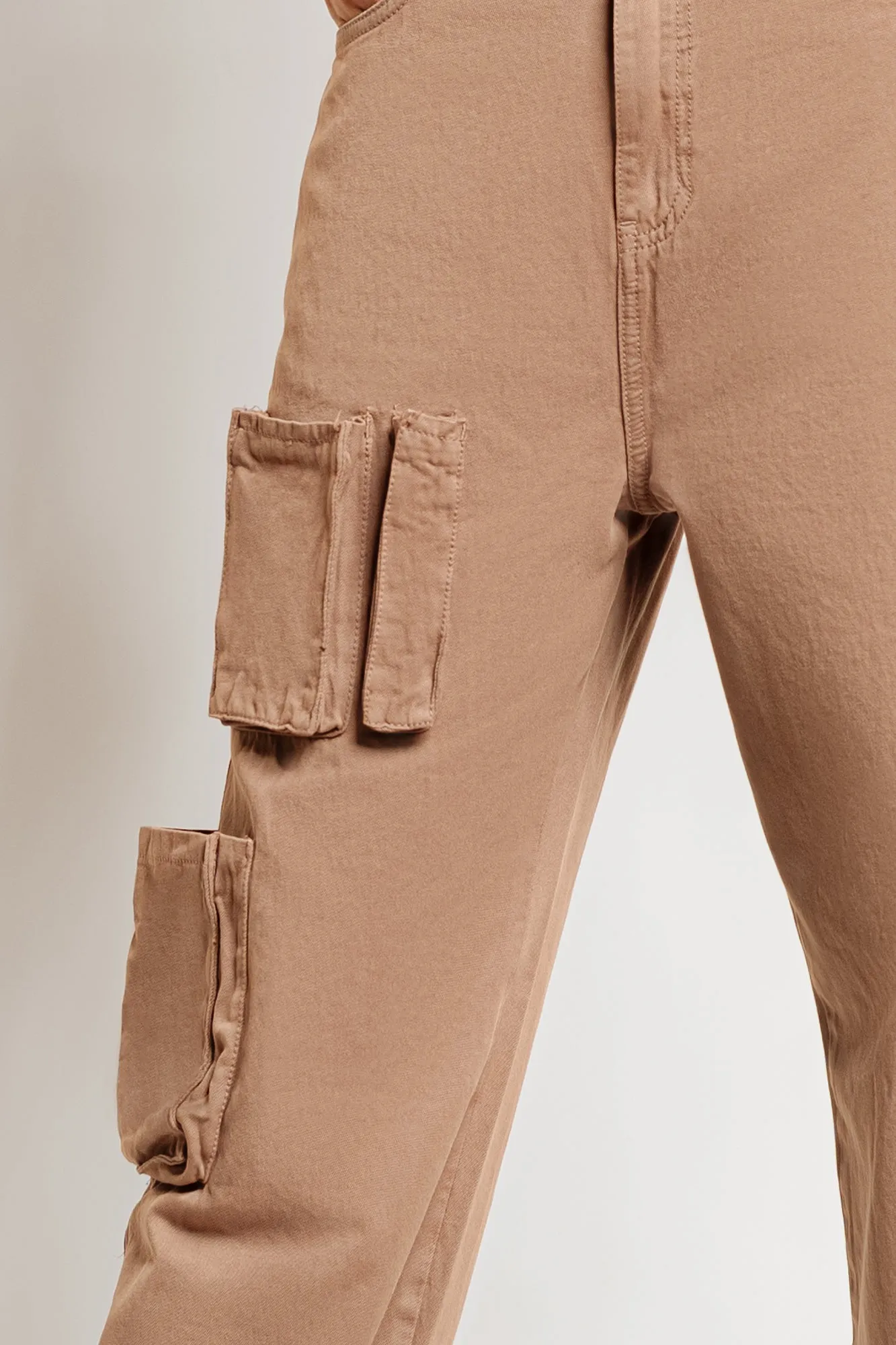 Caramel Brown Denim Utility Cargo