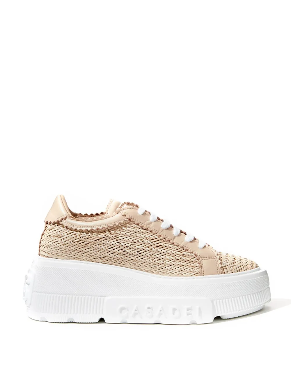 Casadei Chic Beige Leather Platform Sneakers