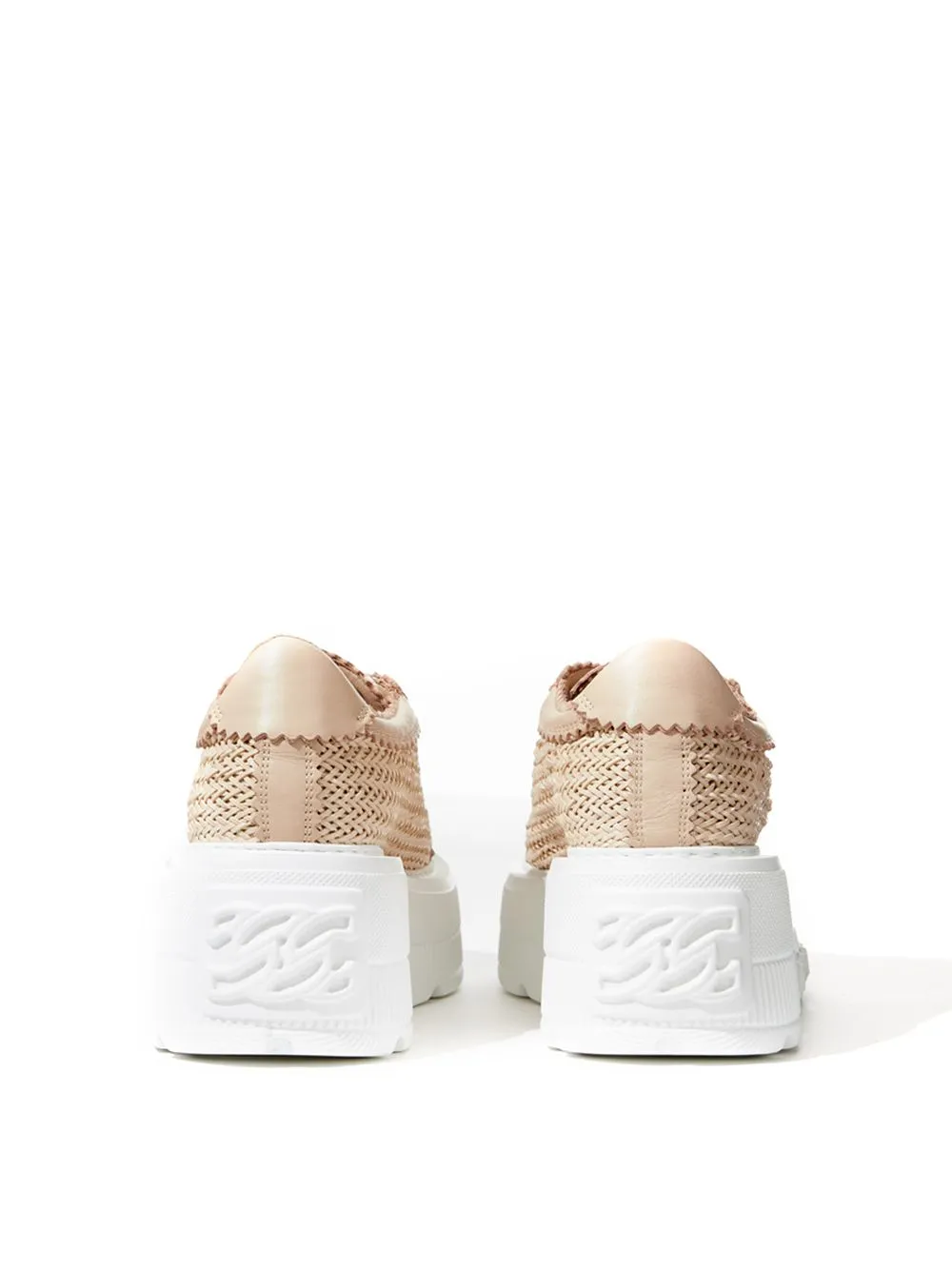 Casadei Chic Beige Leather Platform Sneakers