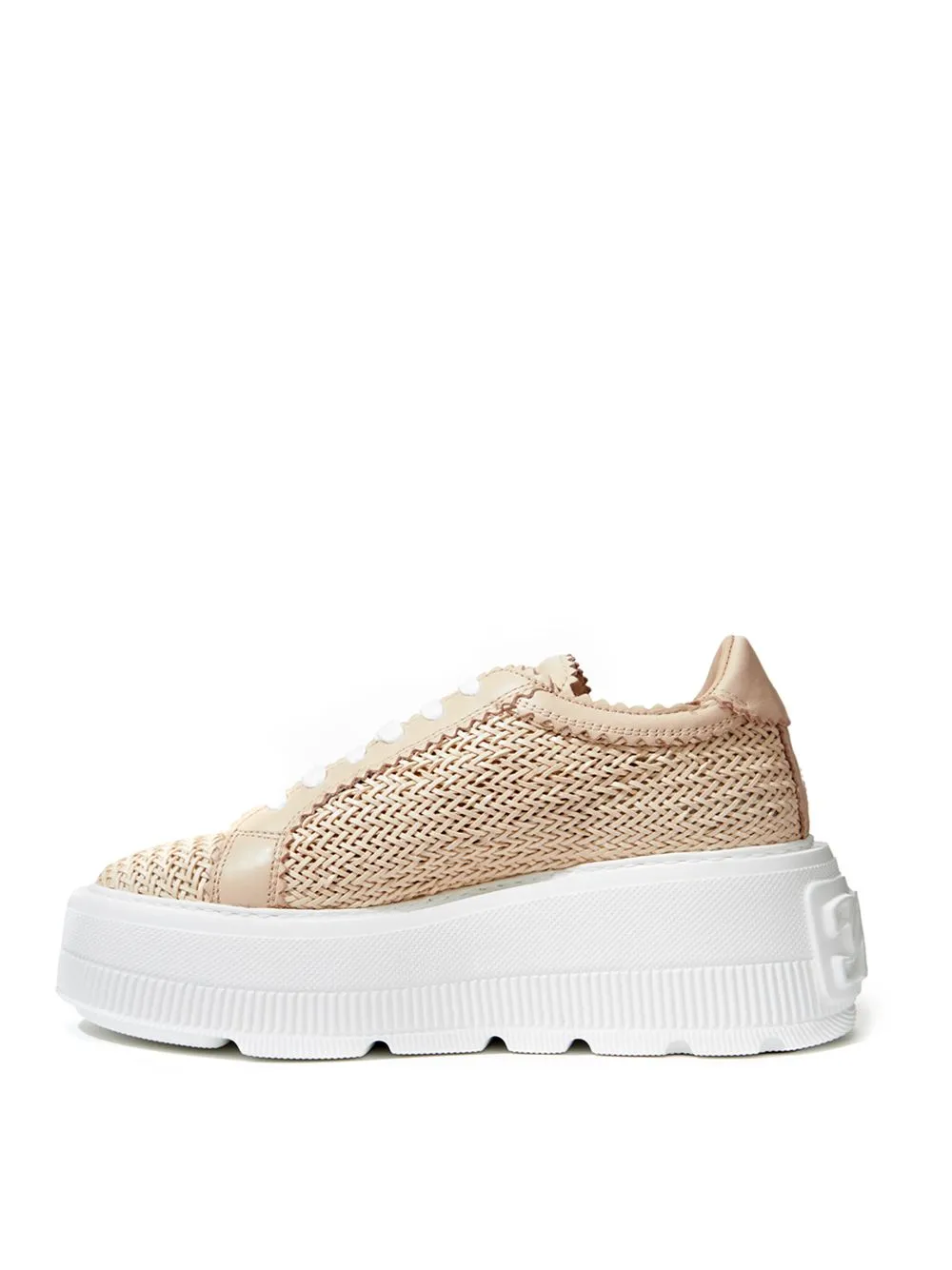 Casadei Chic Beige Leather Platform Sneakers