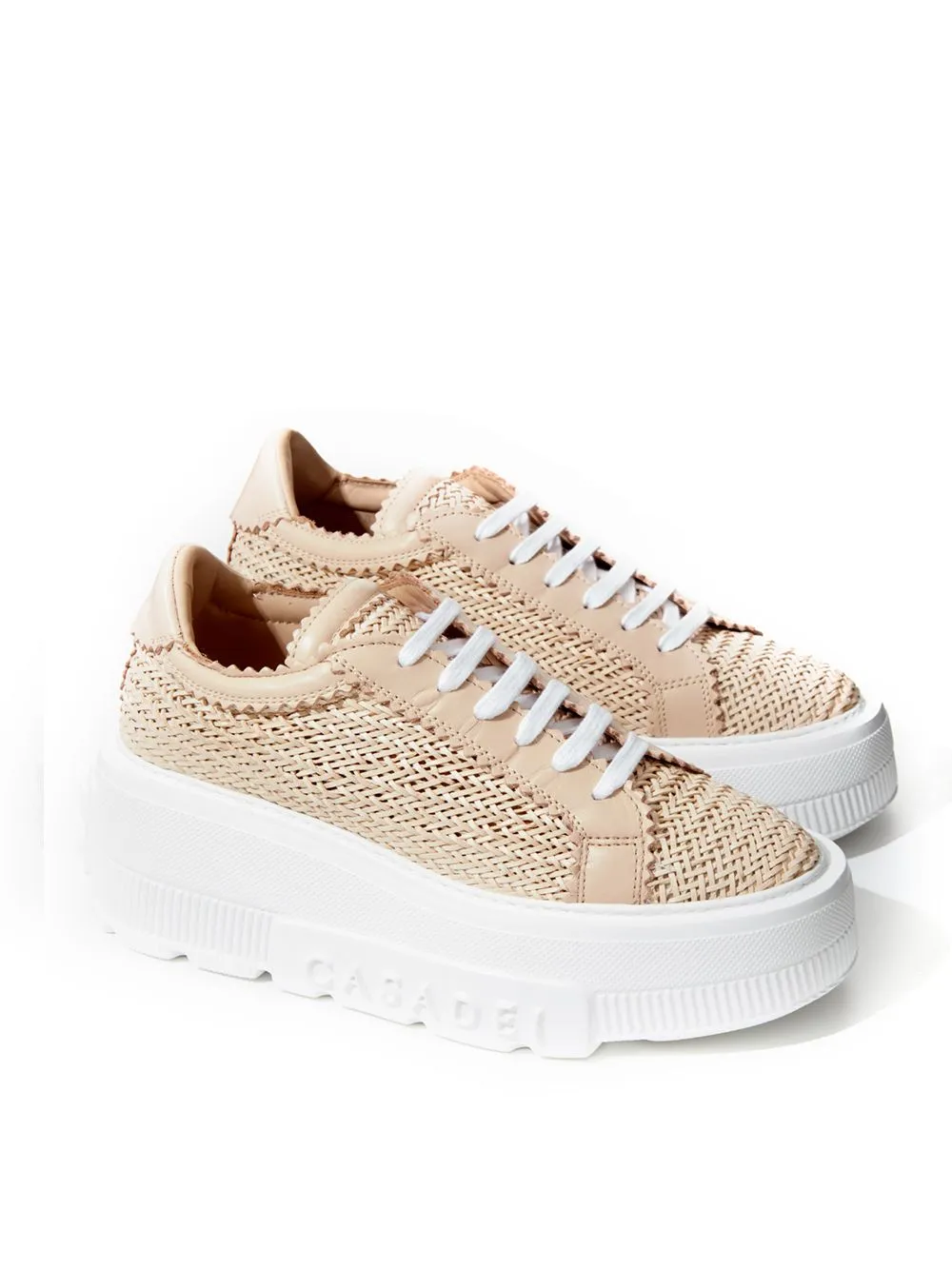 Casadei Chic Beige Leather Platform Sneakers