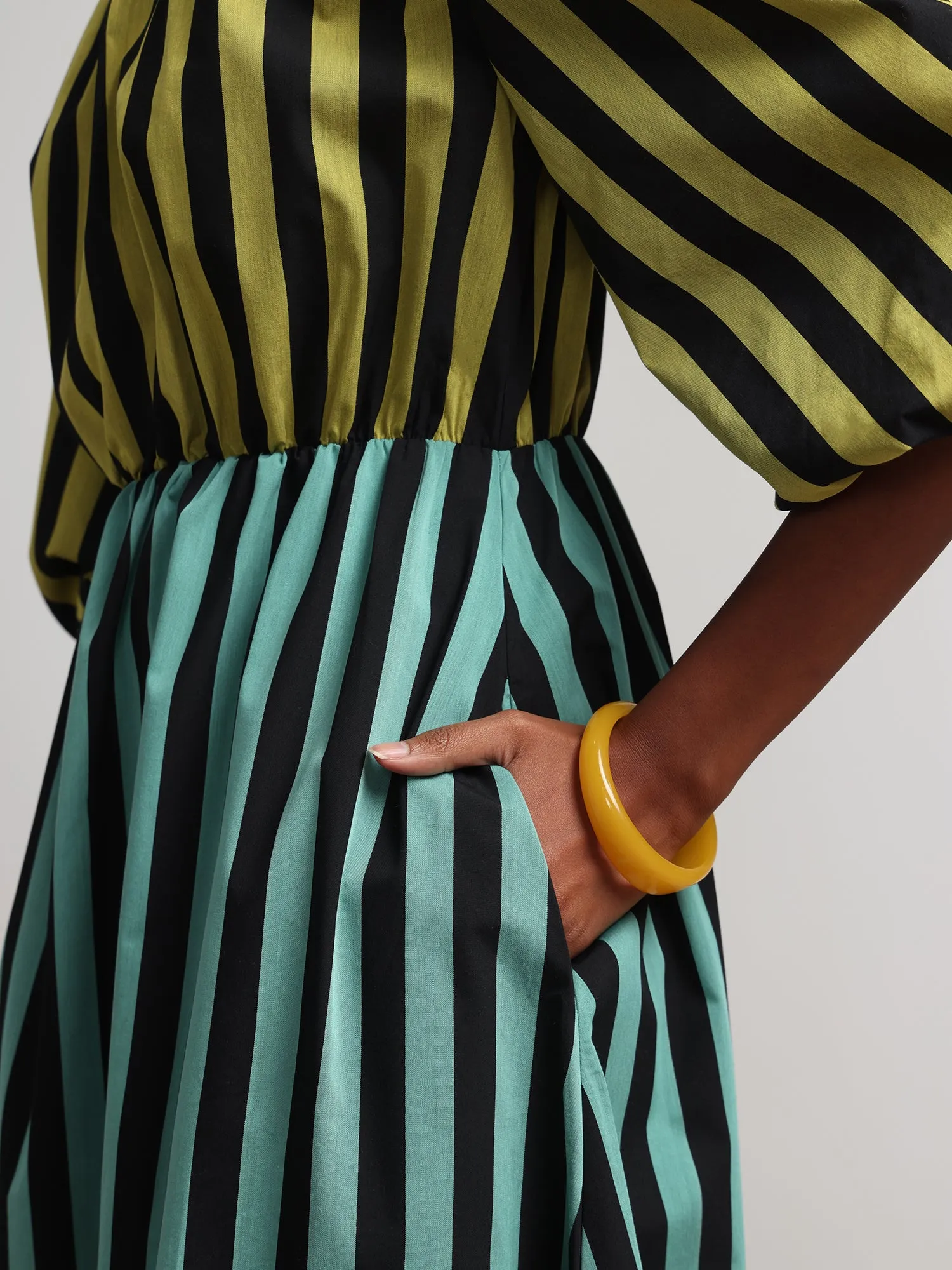 Colorblock Striped Maxi Dress