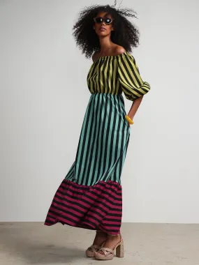 Colorblock Striped Maxi Dress