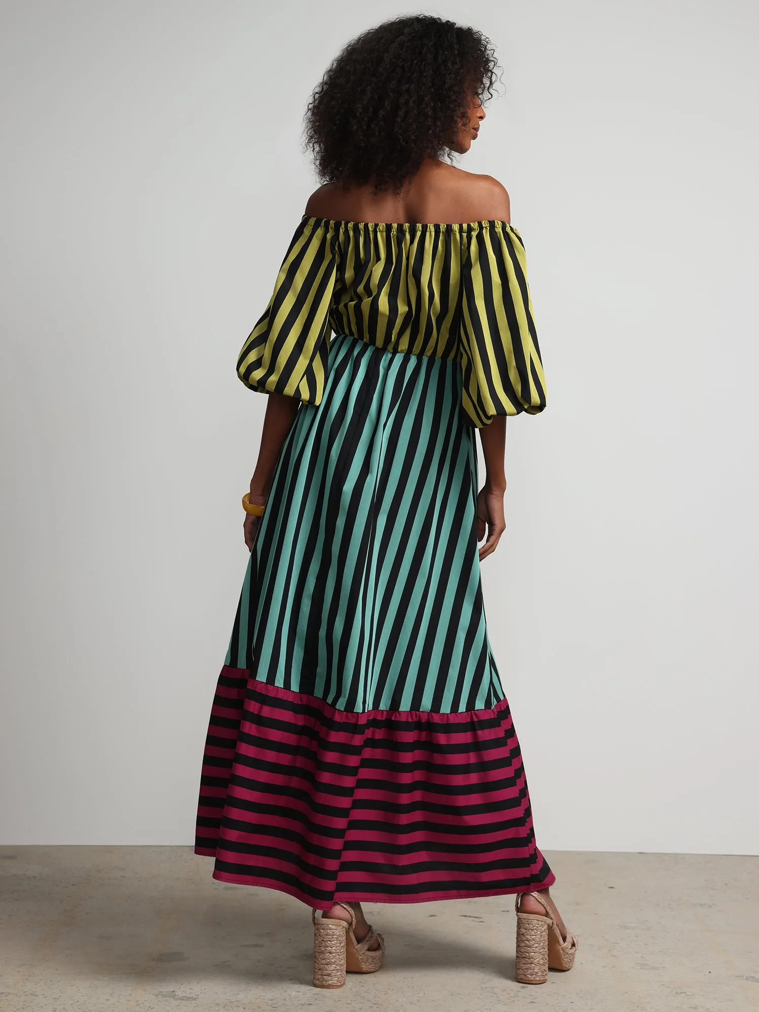 Colorblock Striped Maxi Dress