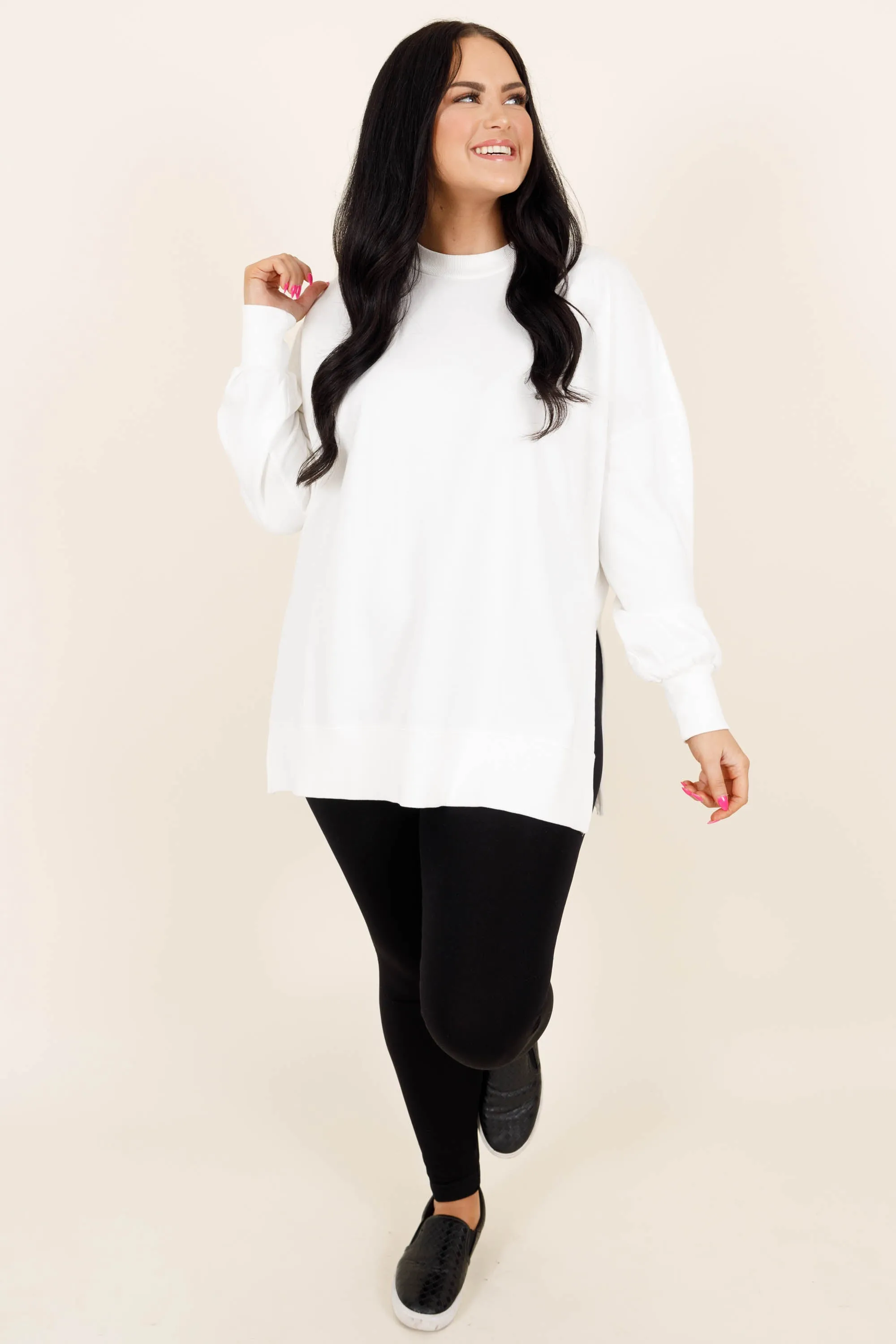 Cozy Crewneck Pullover, White