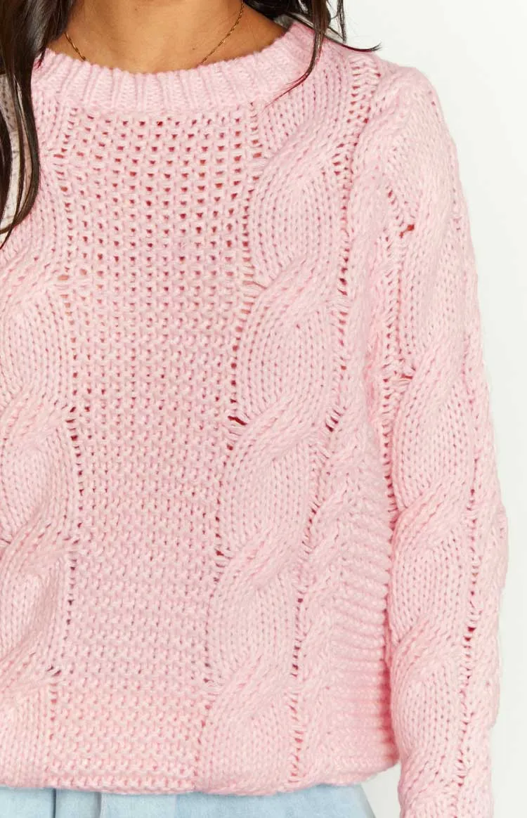 Everlea Pink Cable Knit Sweater