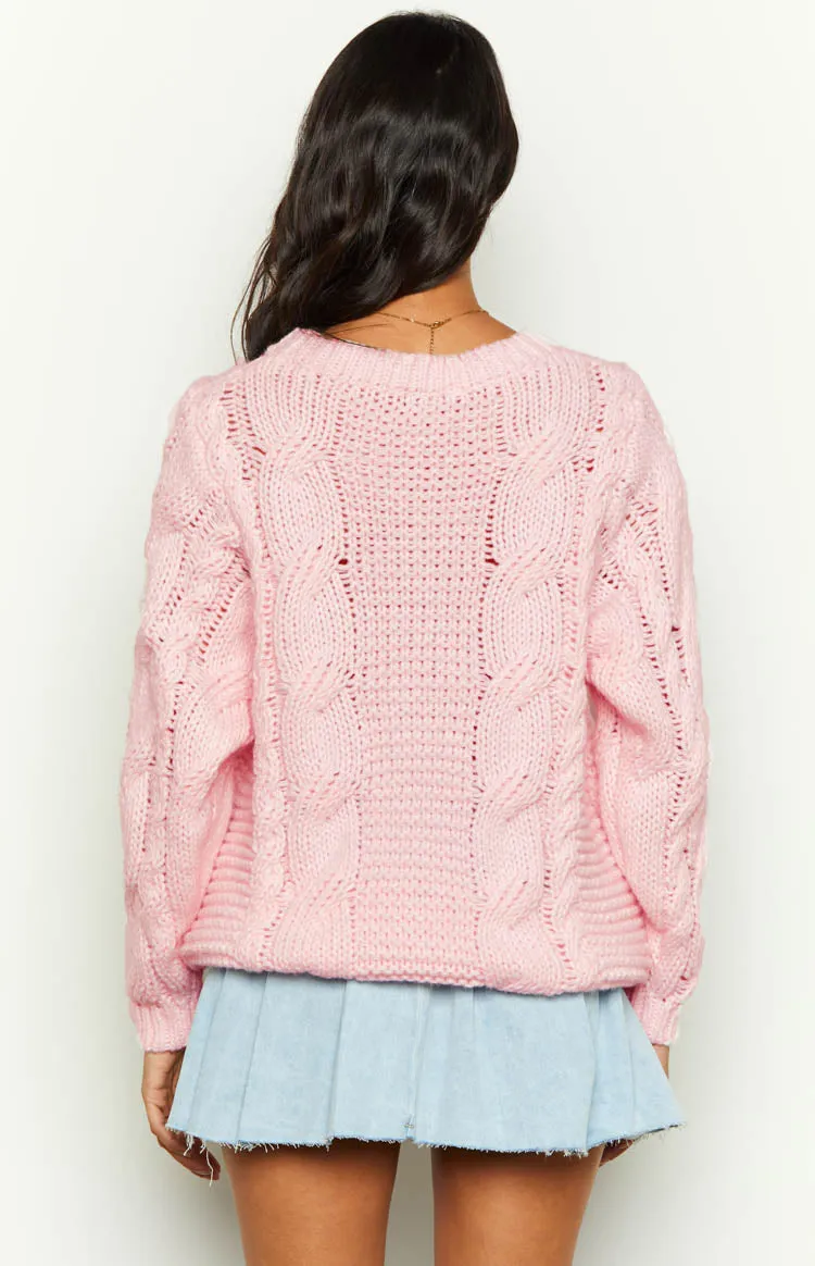 Everlea Pink Cable Knit Sweater