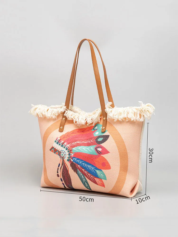 Fashionable Printed Canvas Shoulder Bag