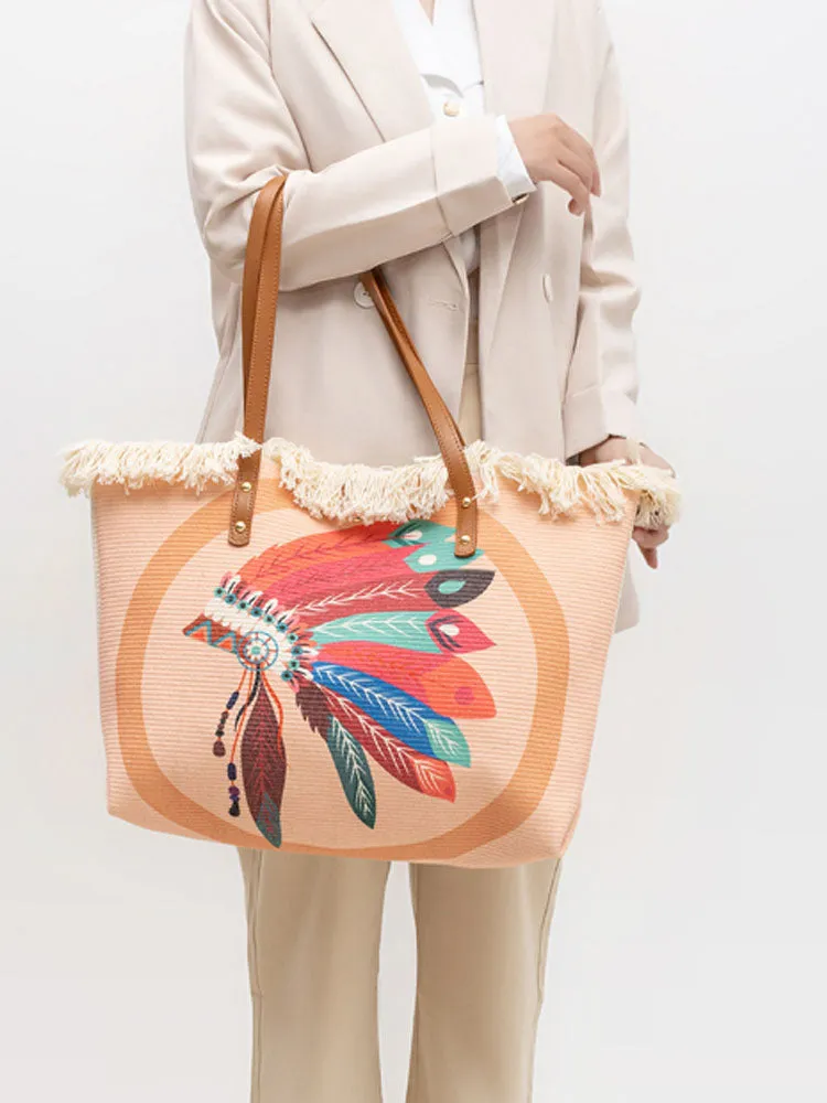 Fashionable Printed Canvas Shoulder Bag