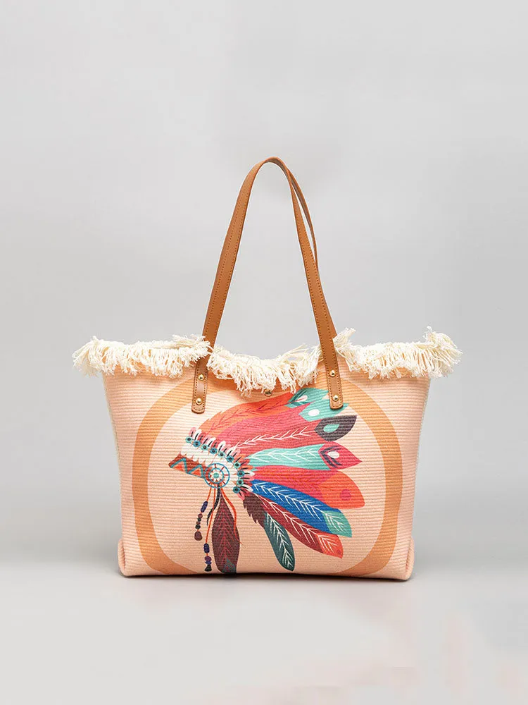 Fashionable Printed Canvas Shoulder Bag