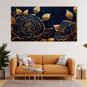 Goldline Rose Floral Wall Painting