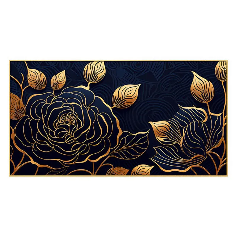 Goldline Rose Floral Wall Painting