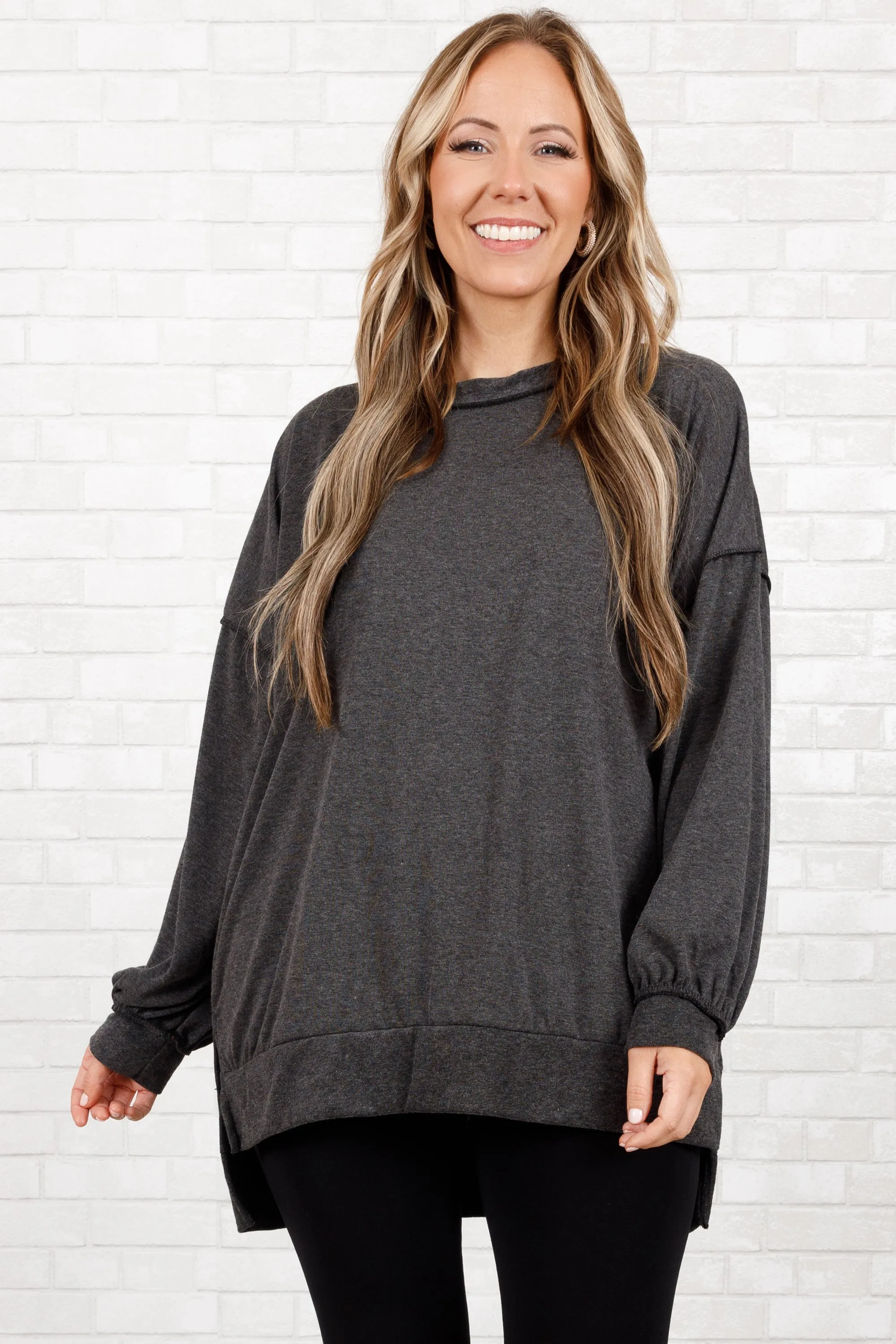 Gushing Gal Pullover, Black