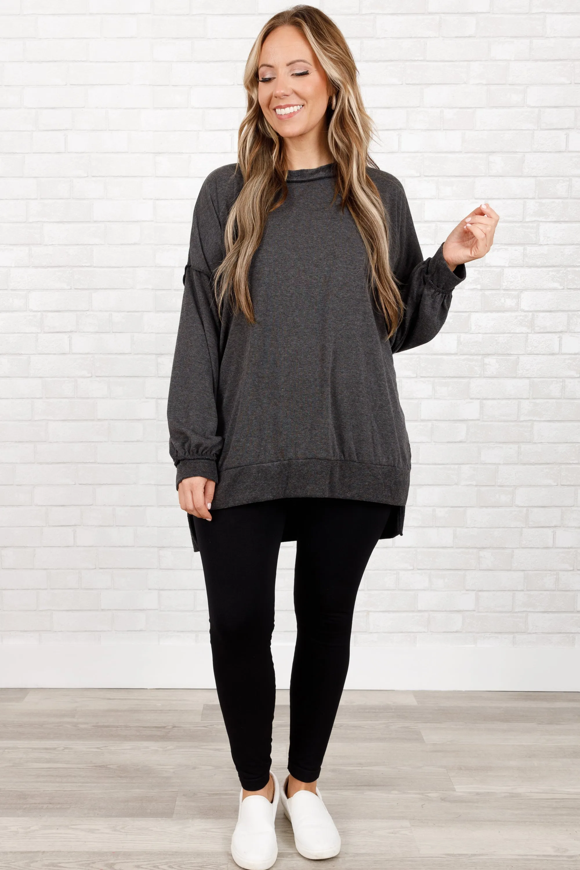 Gushing Gal Pullover, Black