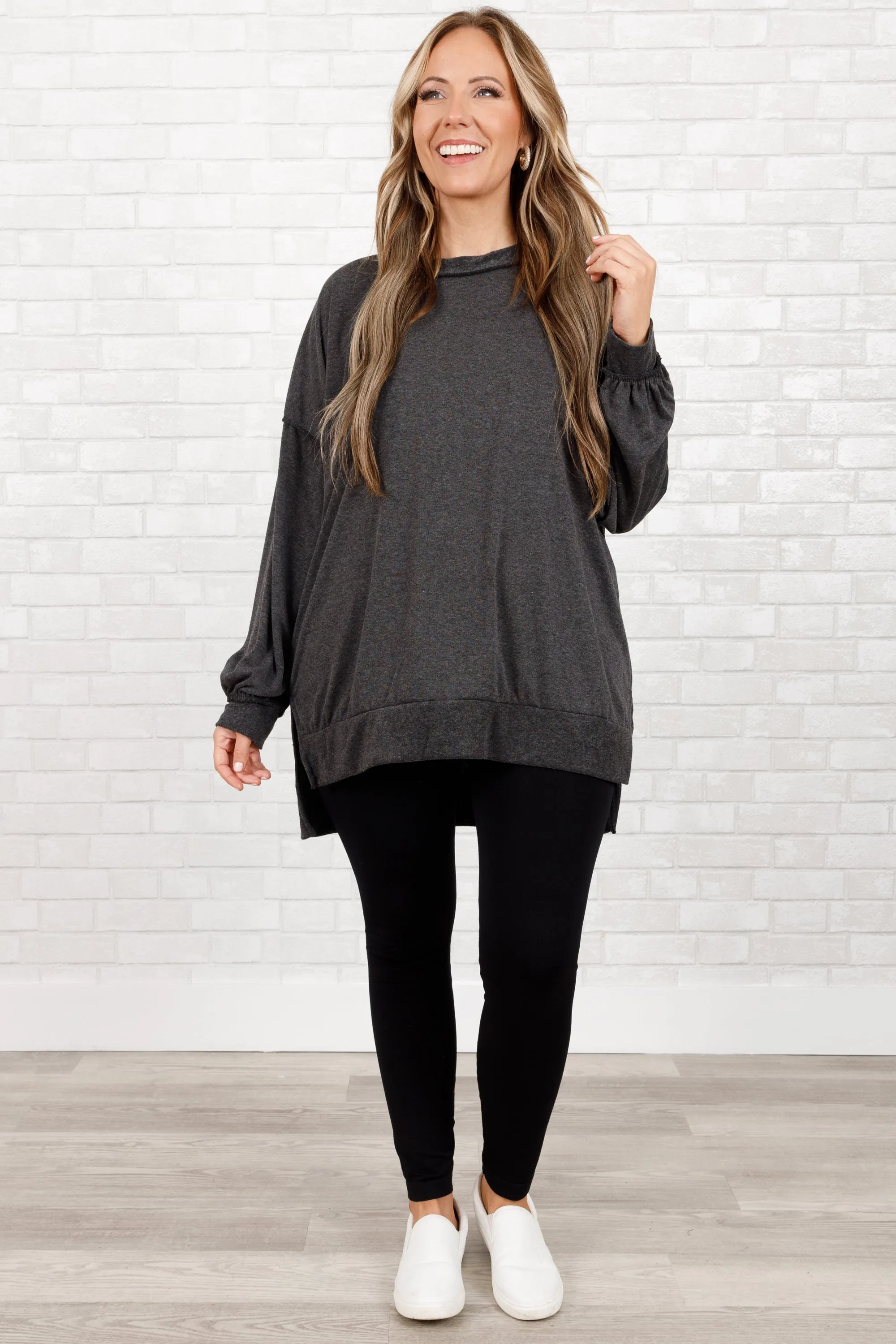 Gushing Gal Pullover, Black