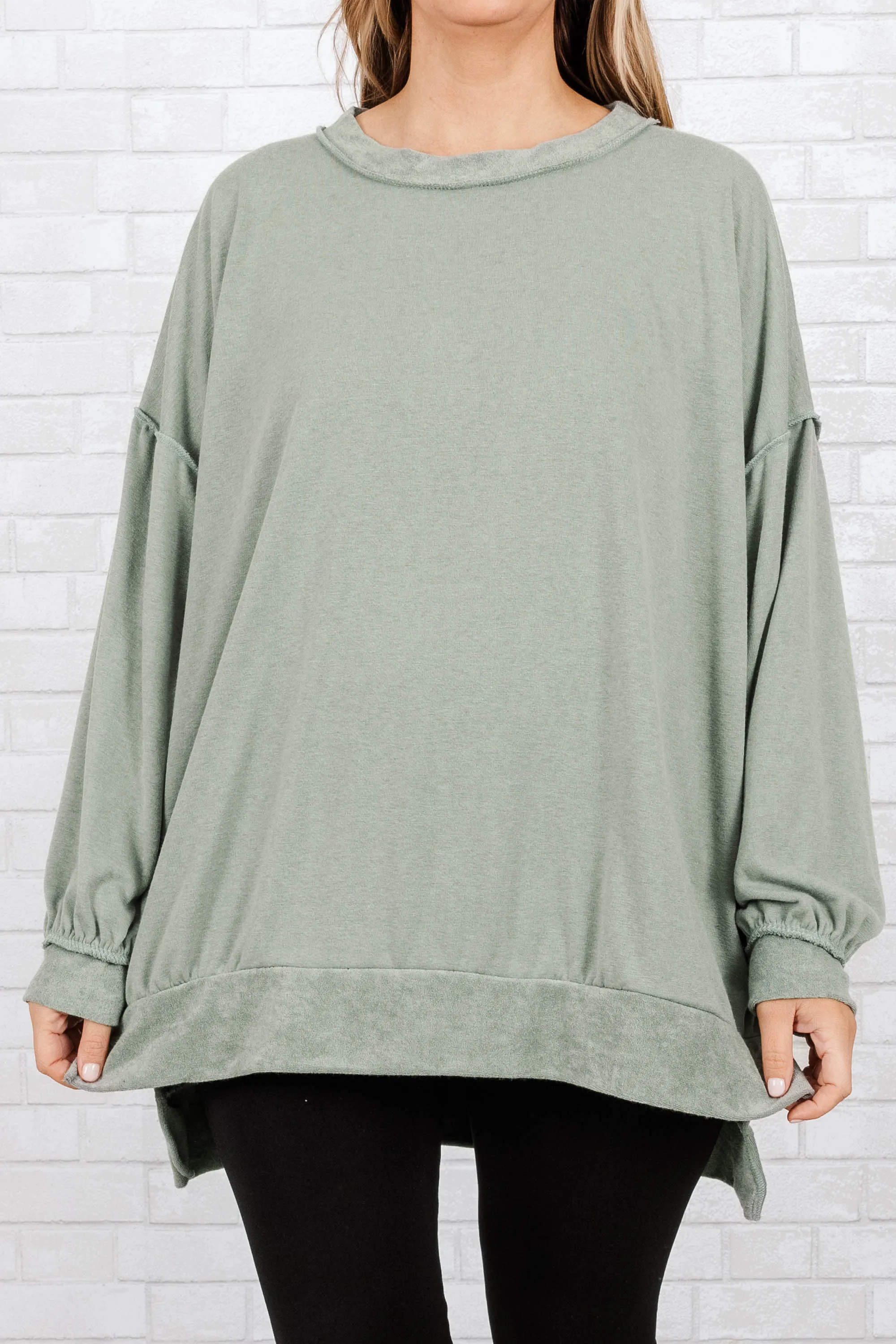 Gushing Gal Pullover, Sage