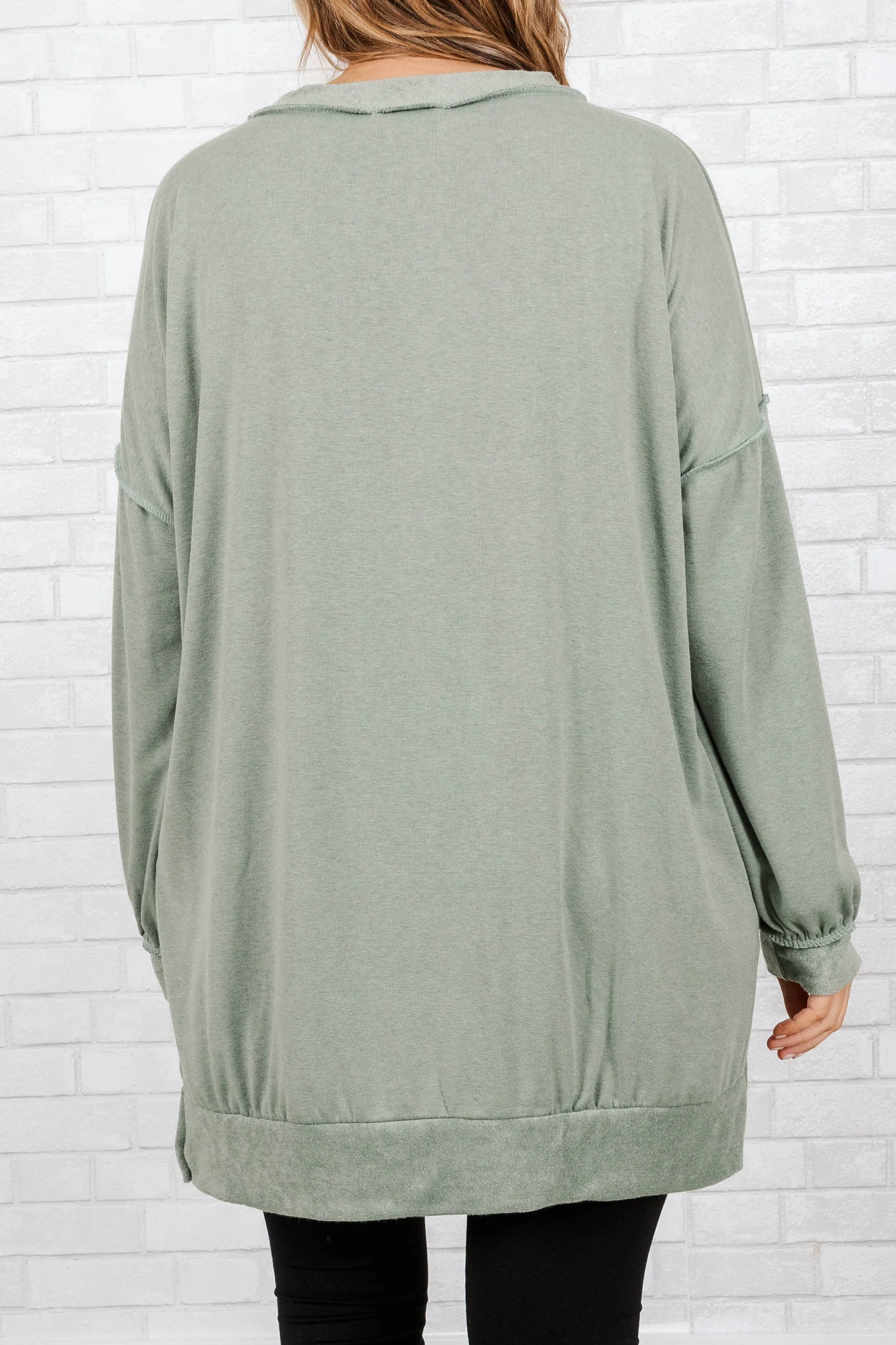 Gushing Gal Pullover, Sage