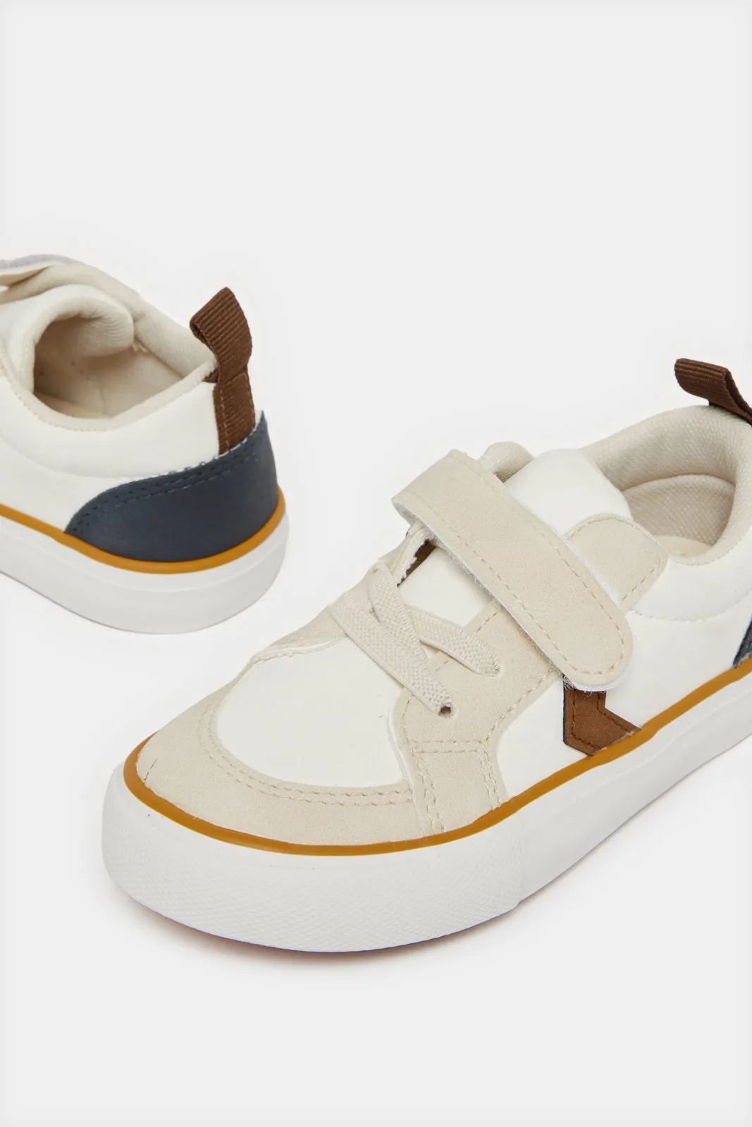 Infant Boys Cream Velcro Sneakers