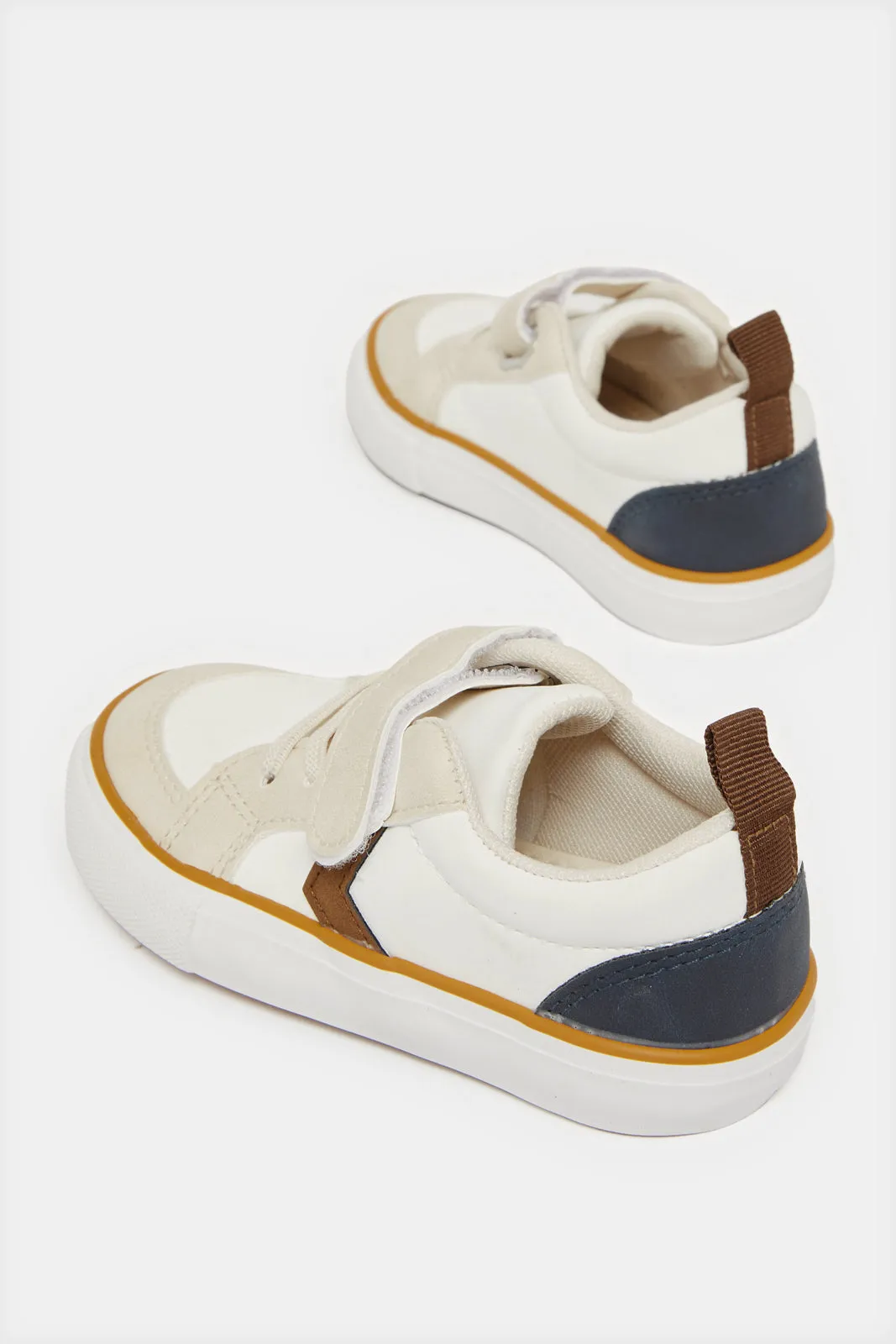 Infant Boys Cream Velcro Sneakers