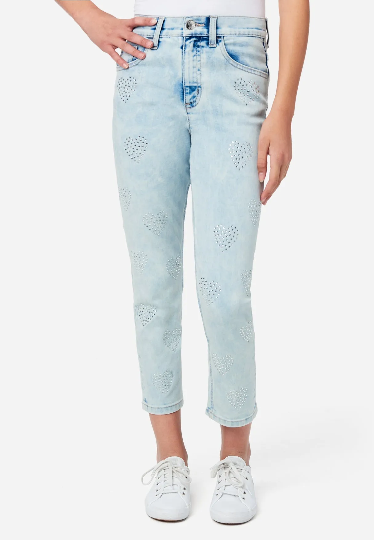 Light Wash Hearts Mini Mom Jeans