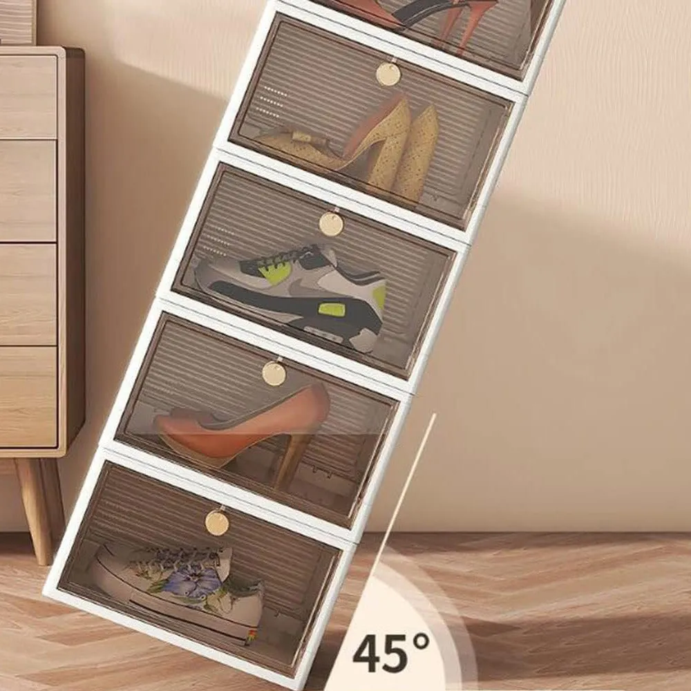 (Net) Transparent Shoe Box Dormitory Folding Storage Space-saving Assembly Shoe Box Rack Thickened Dustproof Stackable Shoe Cabinet