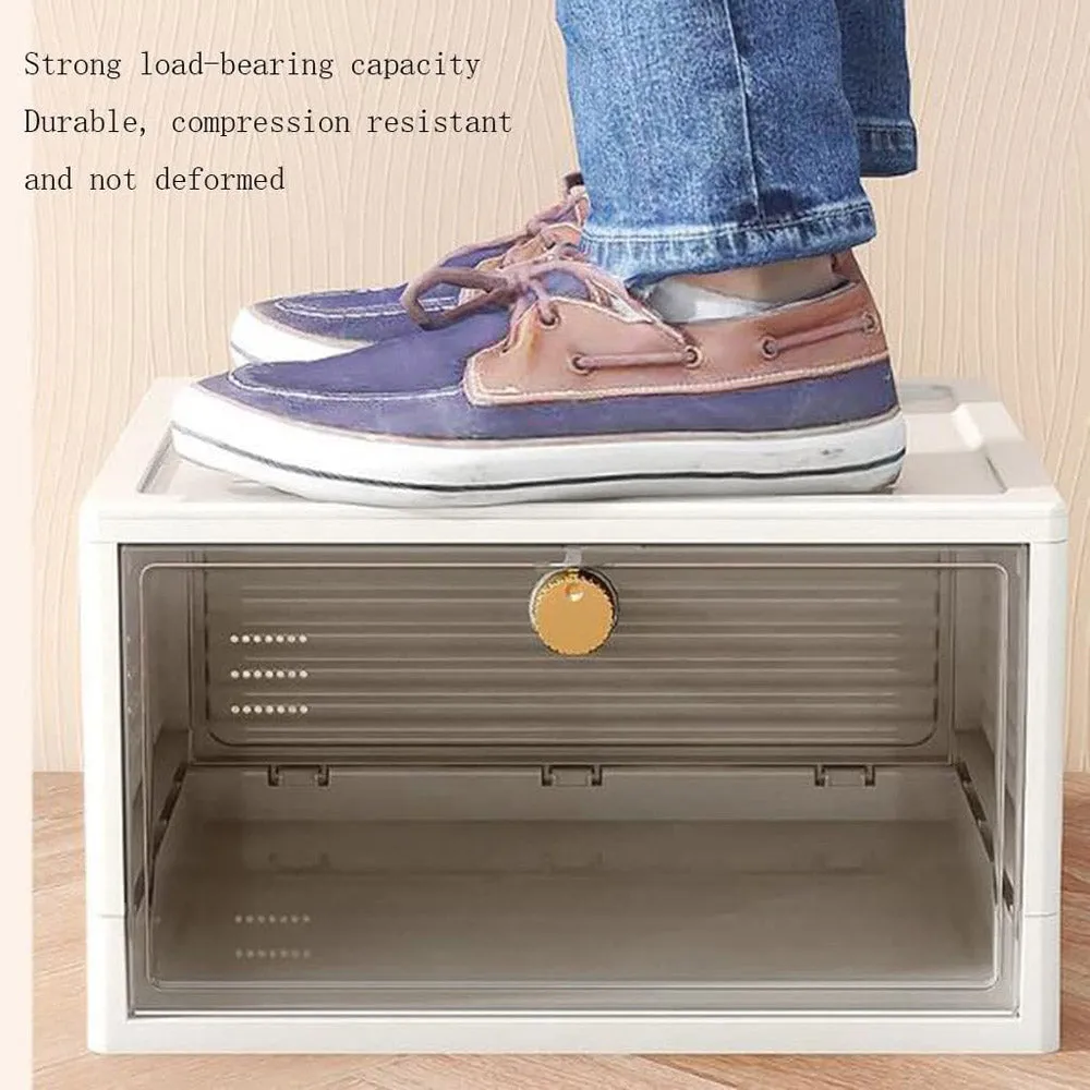 (Net) Transparent Shoe Box Dormitory Folding Storage Space-saving Assembly Shoe Box Rack Thickened Dustproof Stackable Shoe Cabinet