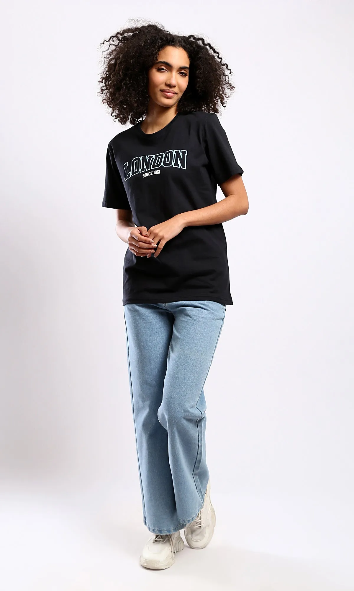 O178971 Slip On Printed "London" Black Printed Tee