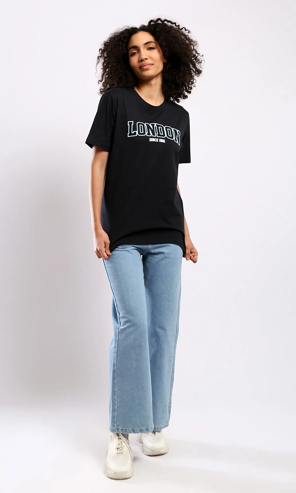 O178971 Slip On Printed "London" Black Printed Tee