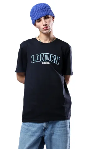 O178971 Slip On Printed "London" Black Printed Tee