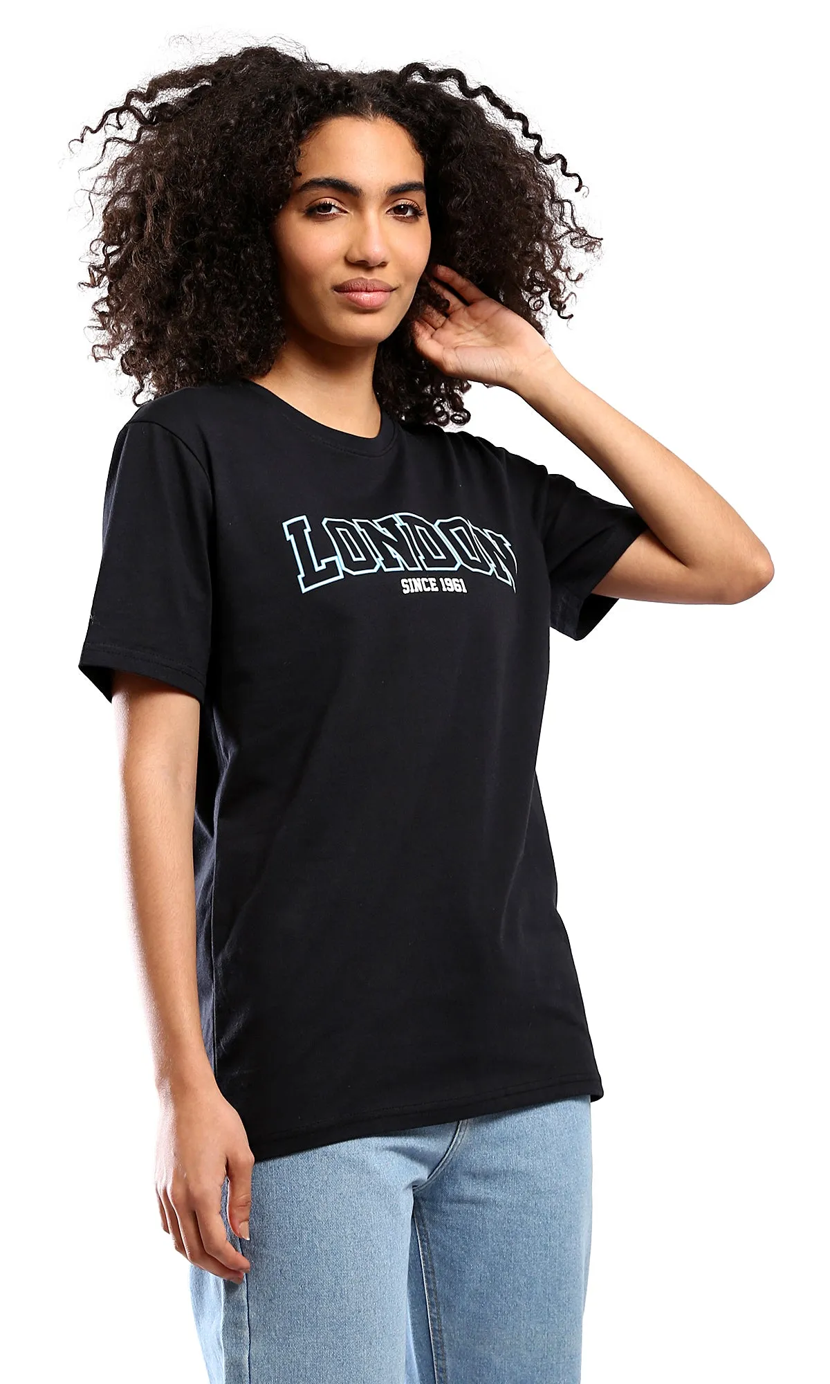 O178971 Slip On Printed "London" Black Printed Tee