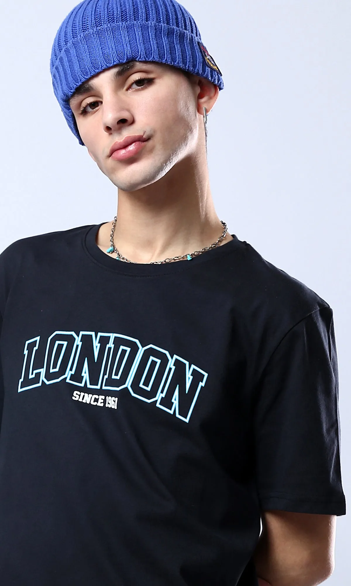 O178971 Slip On Printed "London" Black Printed Tee