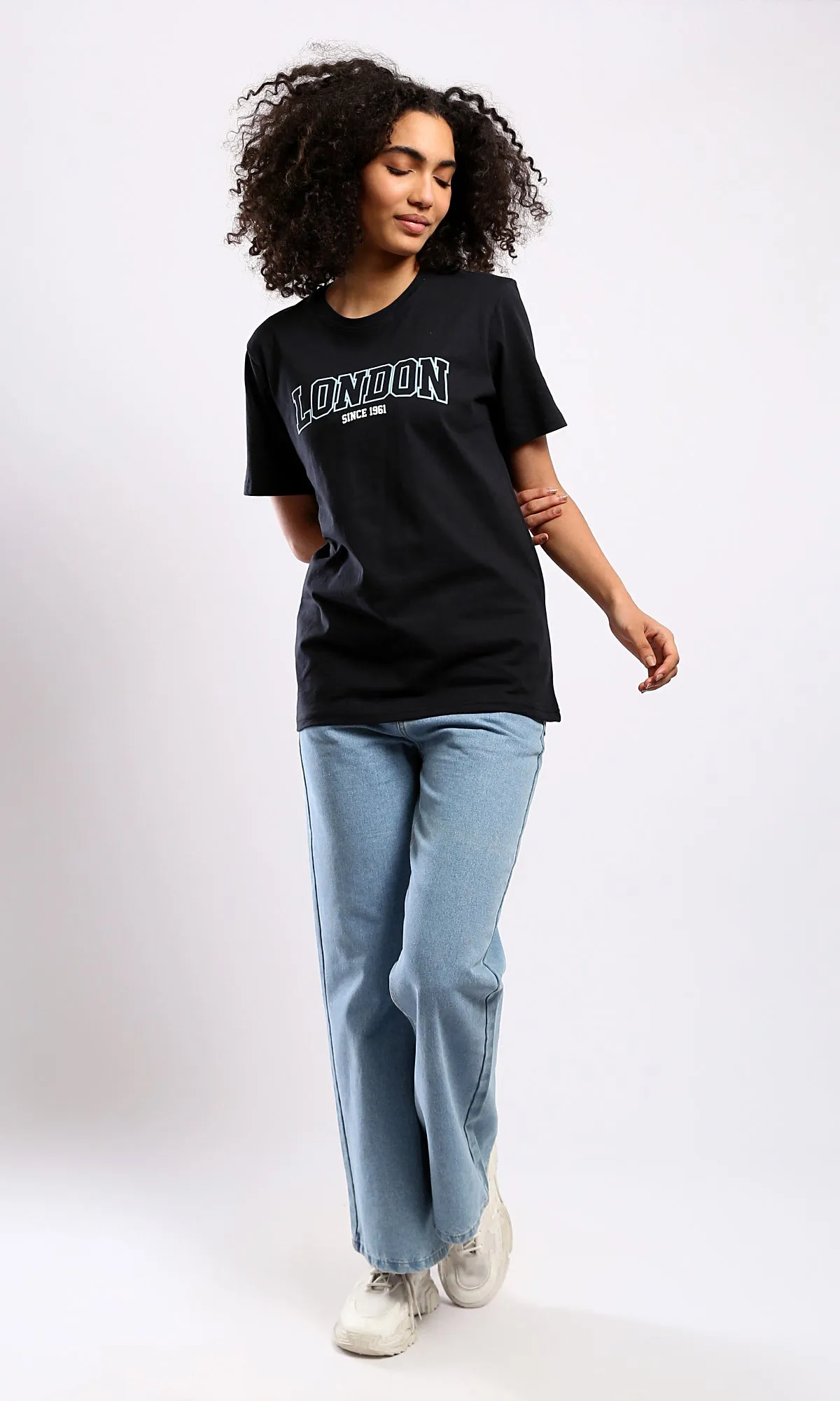 O178971 Slip On Printed "London" Black Printed Tee