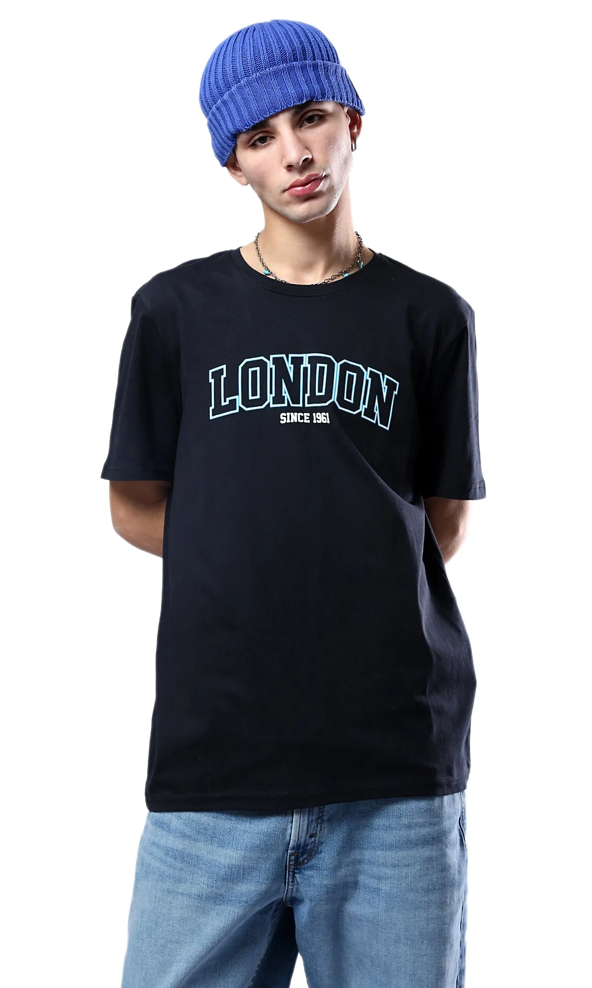 O178971 Slip On Printed "London" Black Printed Tee