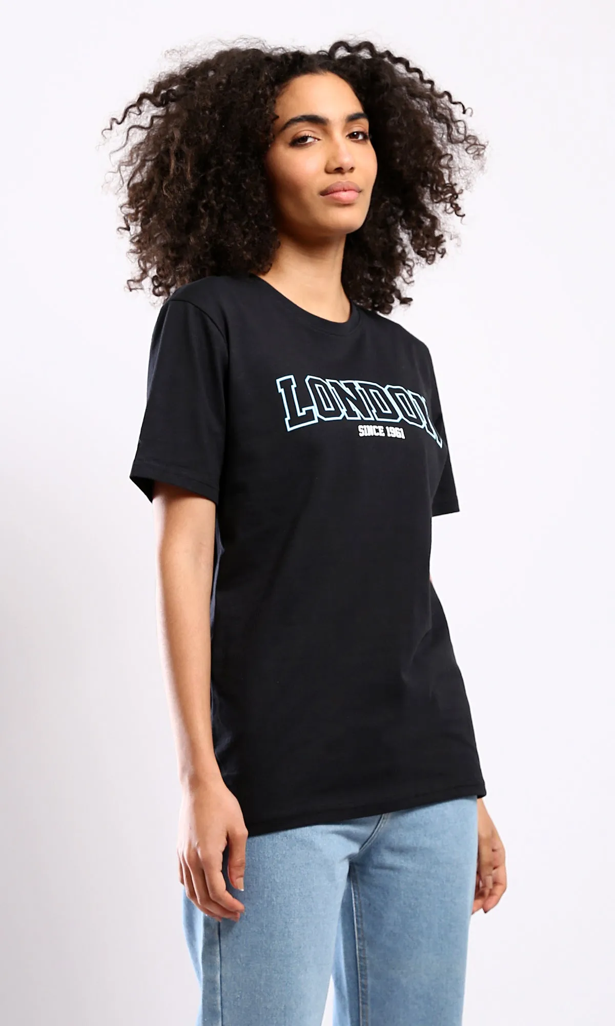 O178971 Slip On Printed "London" Black Printed Tee