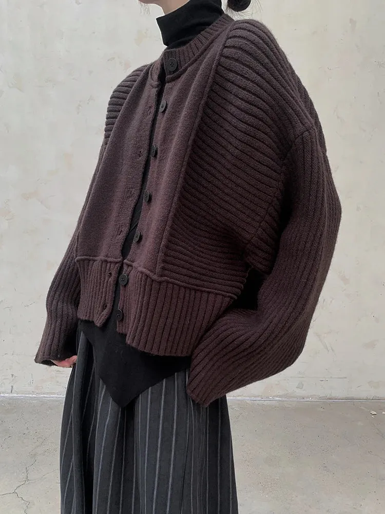 Oversized Knit Cardigan with Contrasting Patterns