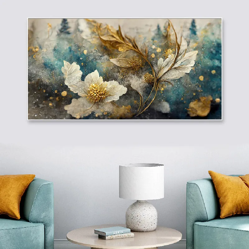 Pristine Floral Gold Wall Painting