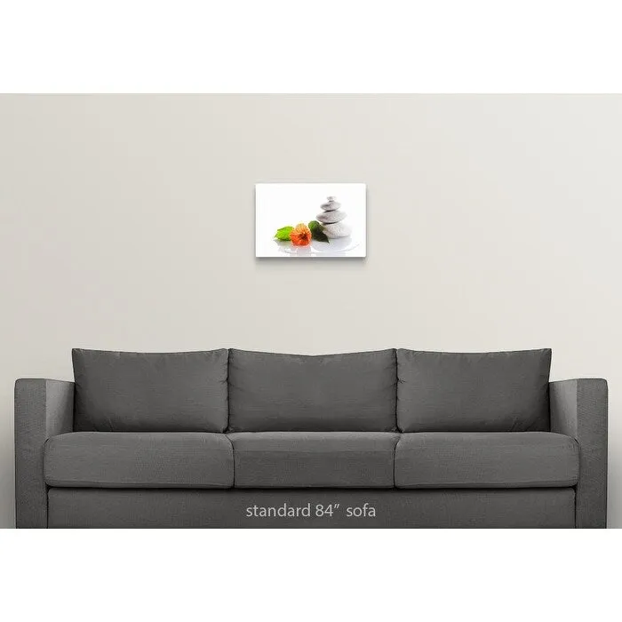 "Balanced stones and red flower" Canvas Wall Art