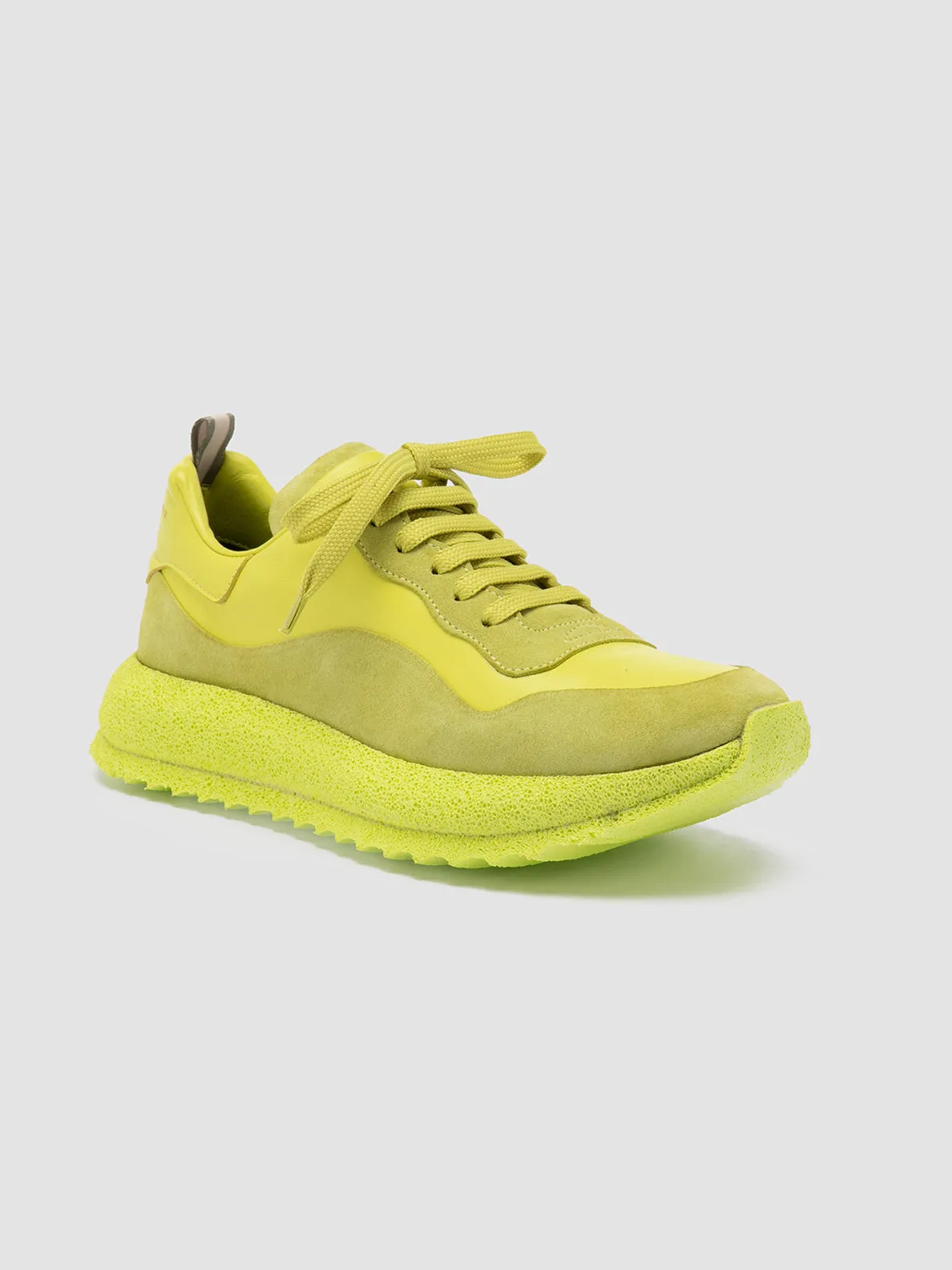 RACE RUBREX 101 - Yellow Leather and Suede Low Top Sneakers