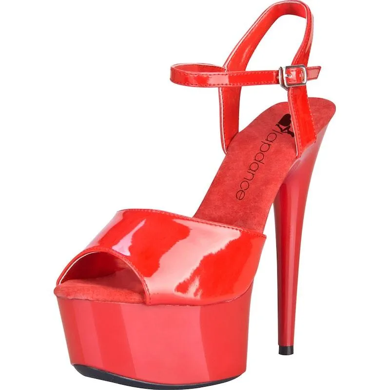 Red Platform Sandal With Quick Release Strap 6in Heel