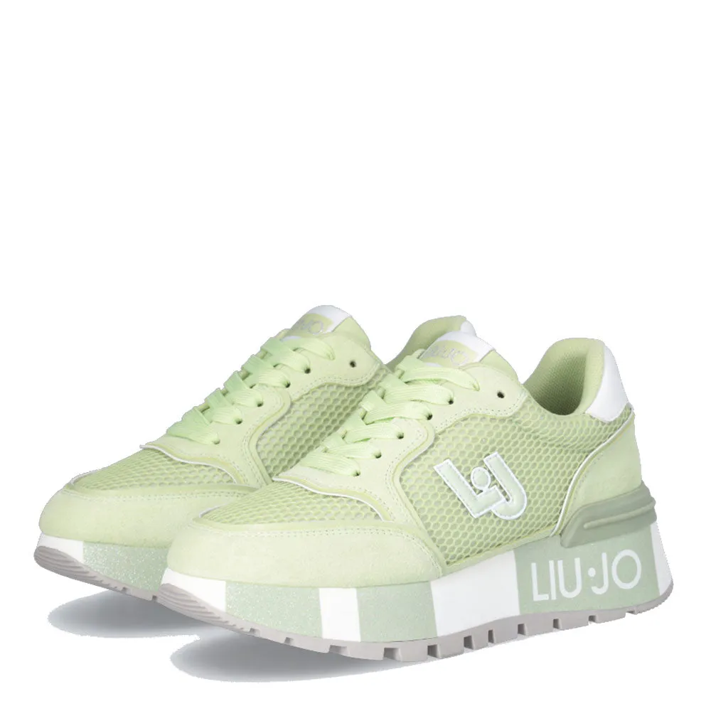 Scarpe Donna LIU JO Sneakers Platform Amazing 25 in Suede e Mesh Verde Menta