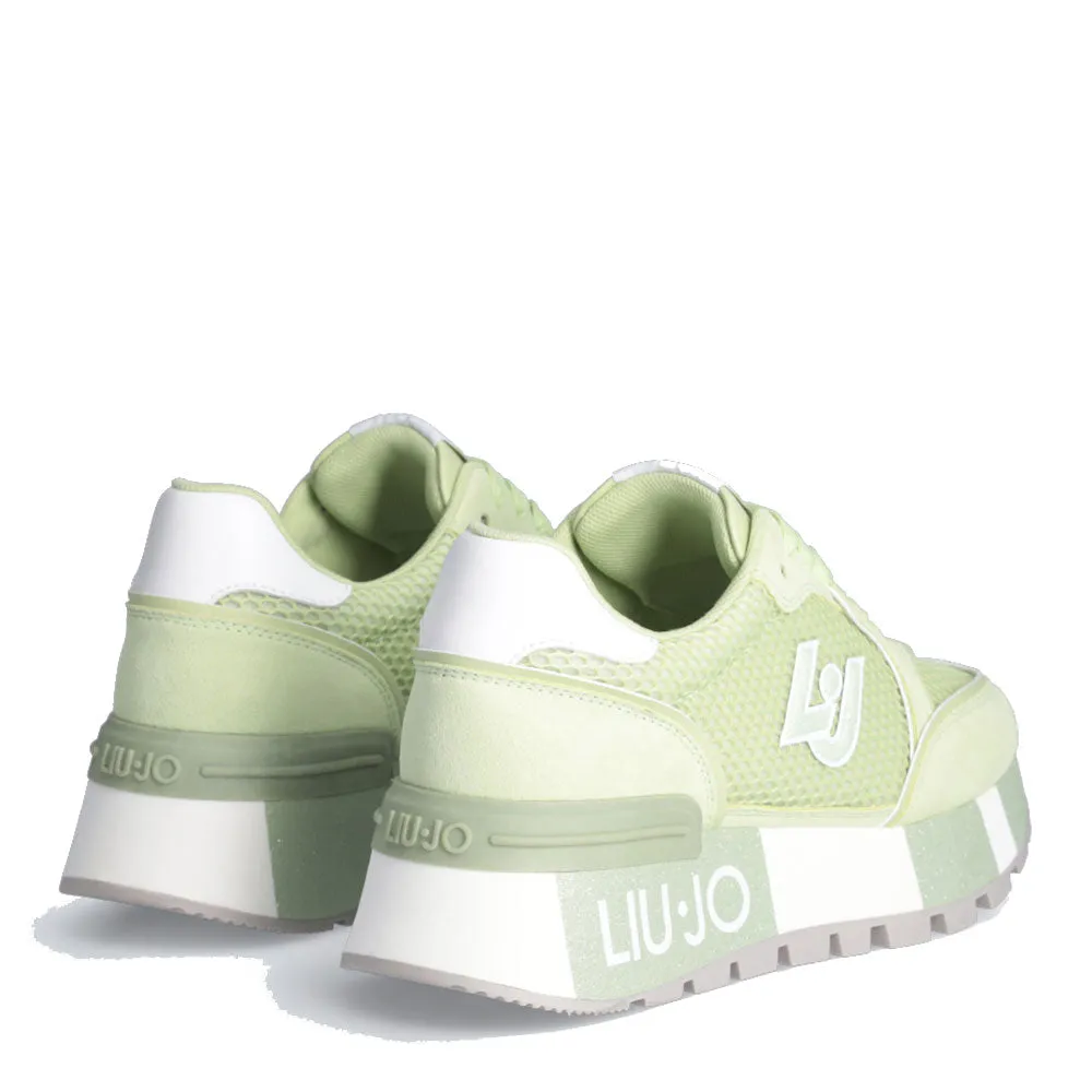 Scarpe Donna LIU JO Sneakers Platform Amazing 25 in Suede e Mesh Verde Menta