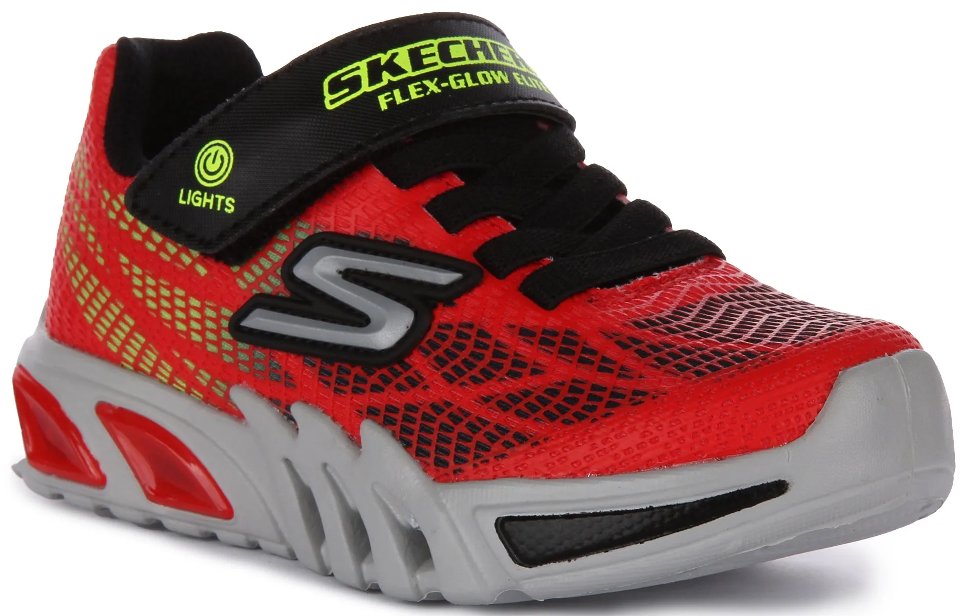 Skechers Flex Glow Elite In Red Black For Kids