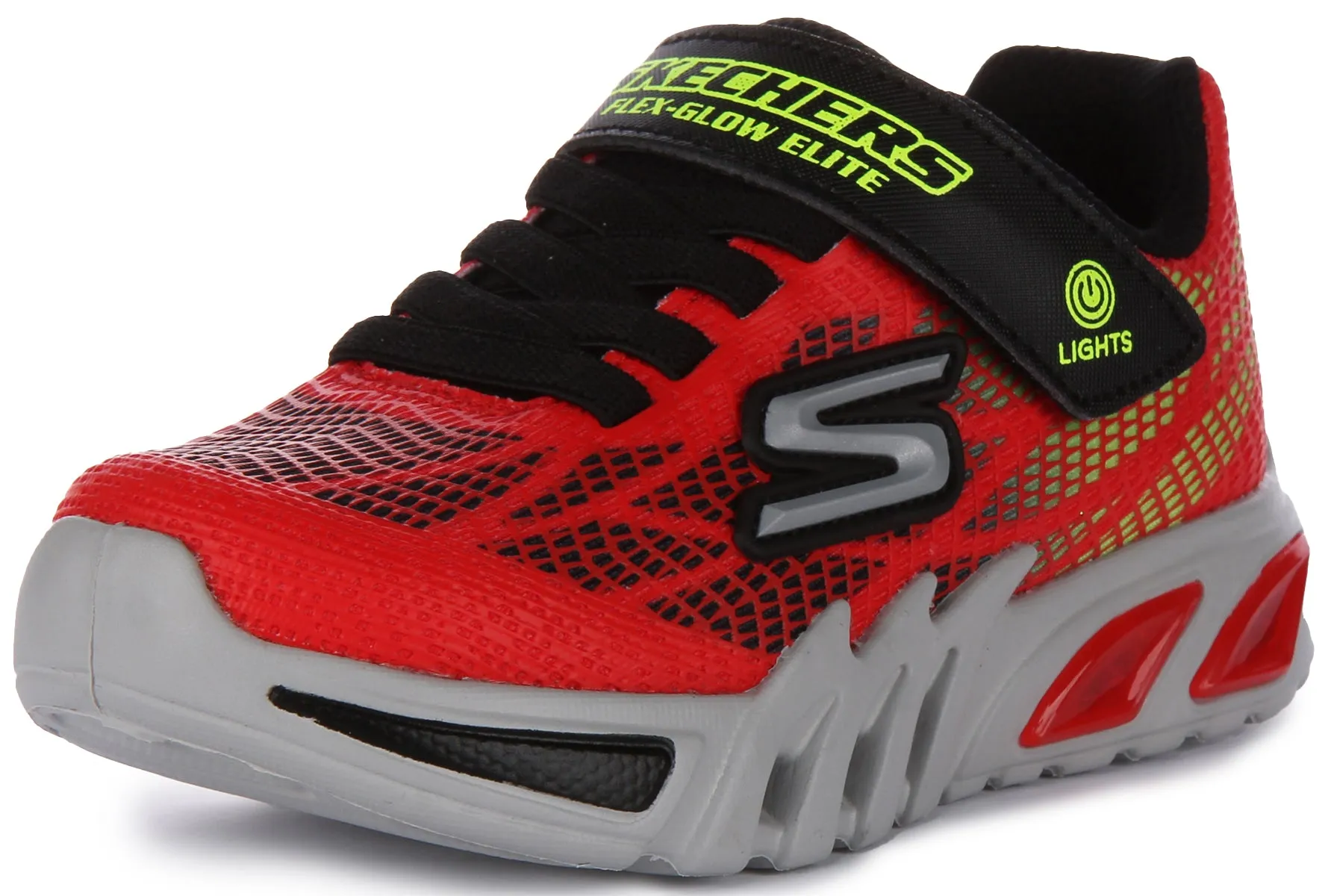 Skechers Flex Glow Elite In Red Black For Kids