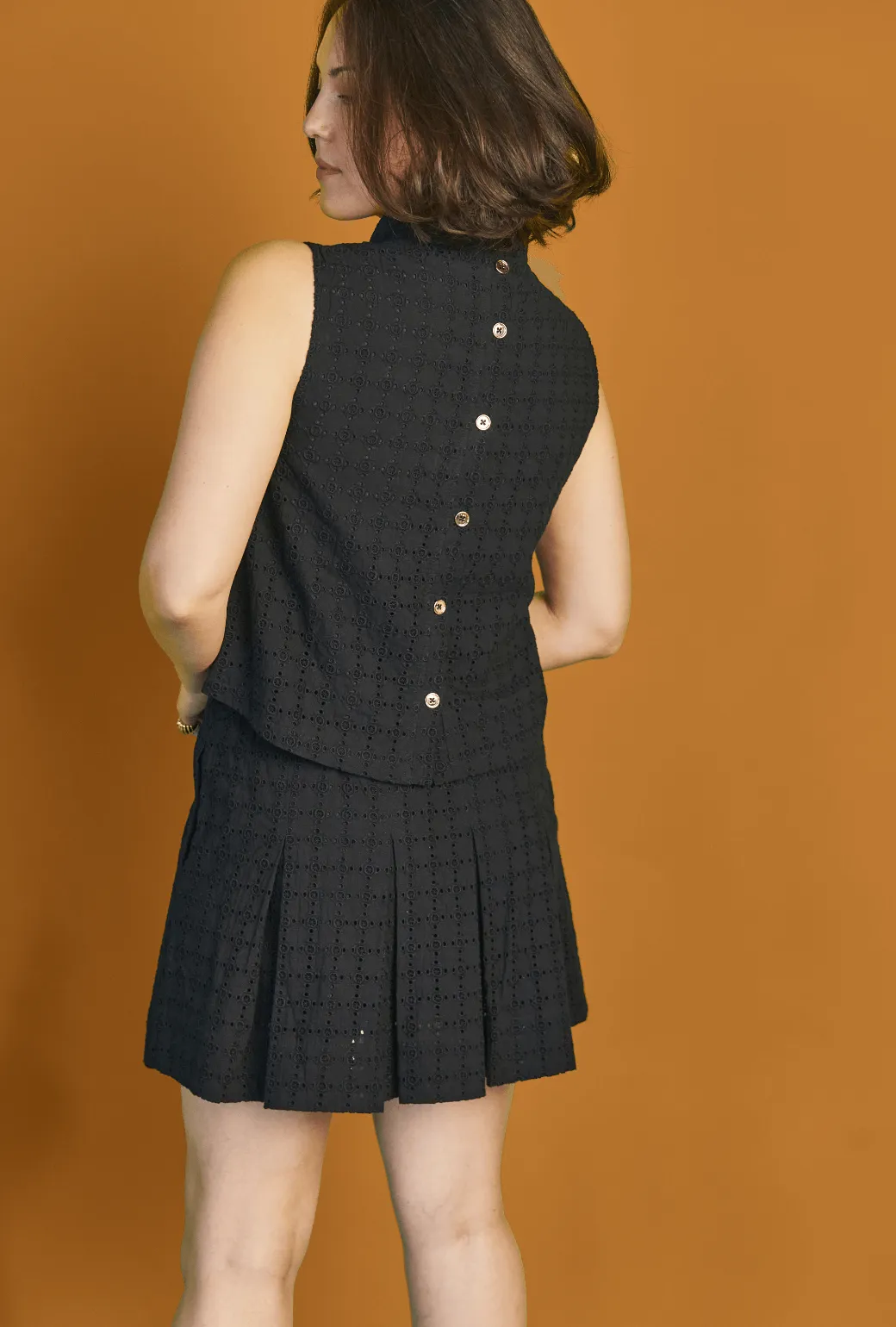 Smocked MINI Skirt - Black Eyelet